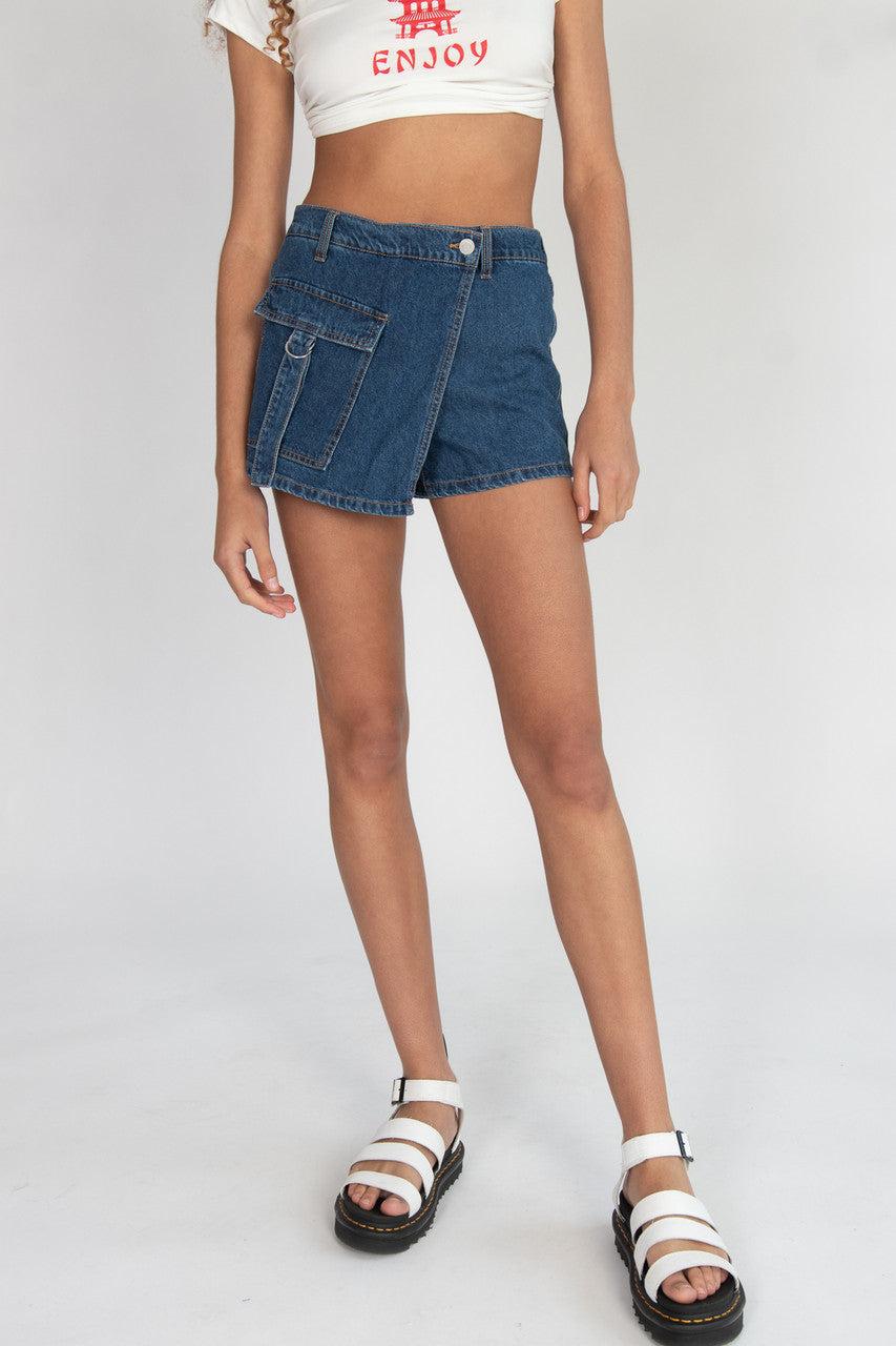 Denim Cargo Pocket Skort Product Image