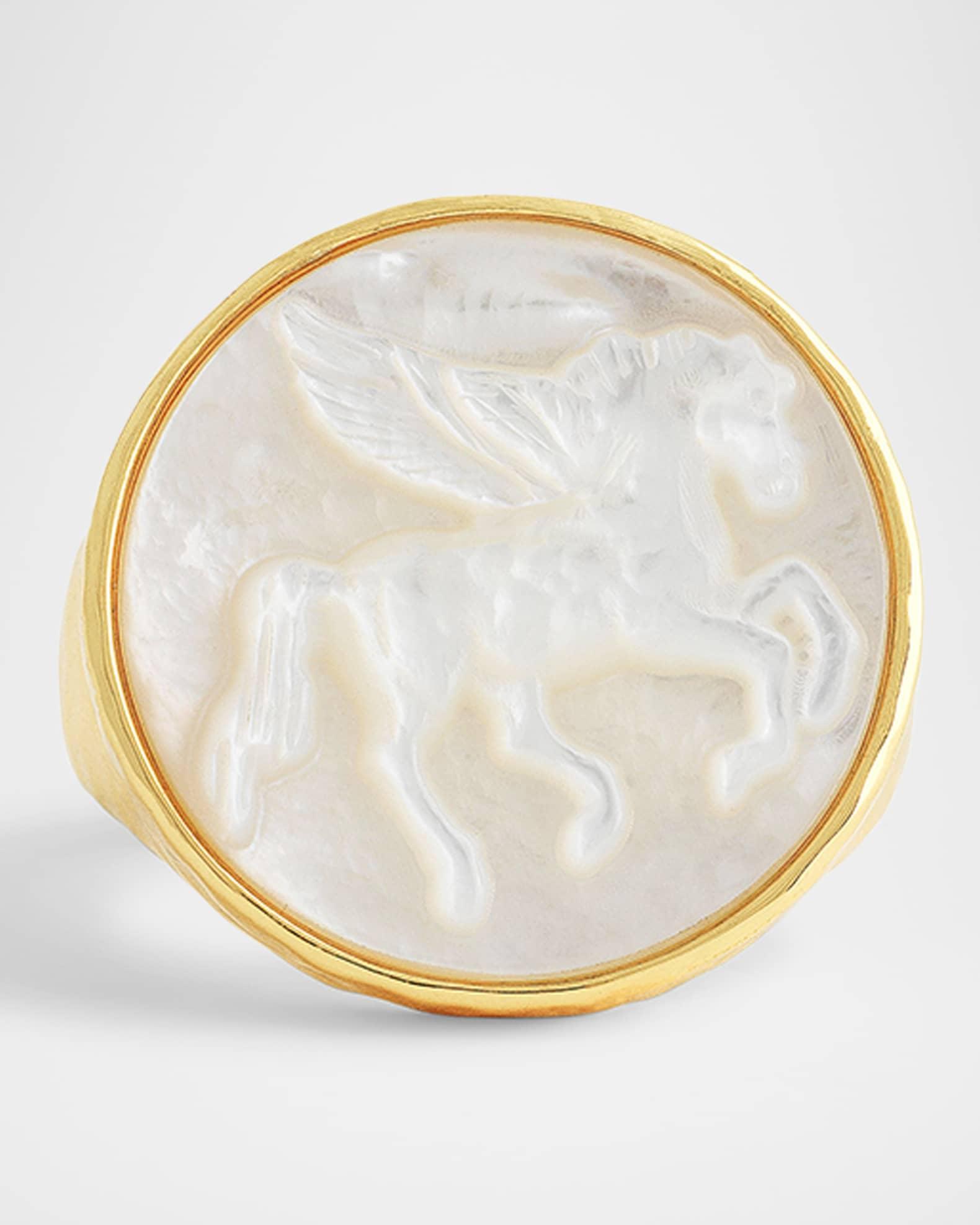 Pegasus Mother-of-Pearl Coin Signet Ring Product Image