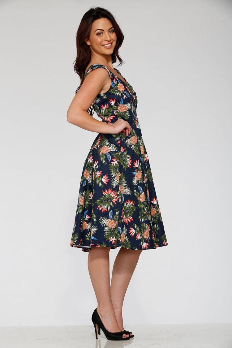 Navy Hawaiian Swing Dress Product Image