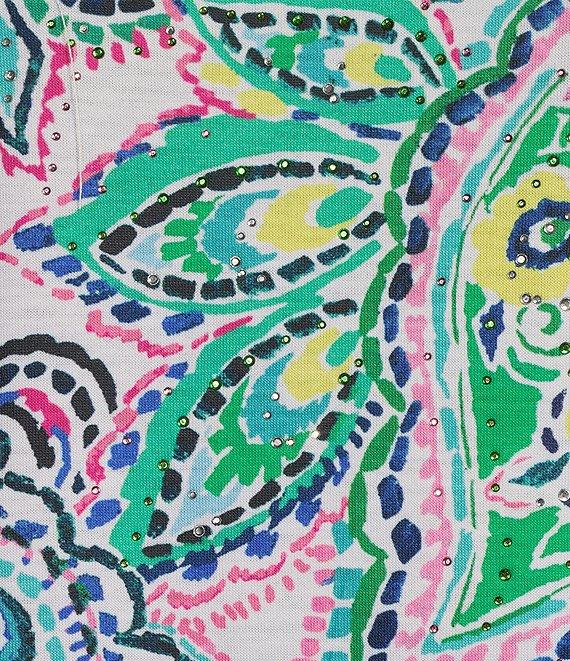 Allison Daley Painterly Paisley Print 3/4 Sleeve Crew Neck Knit Top Product Image