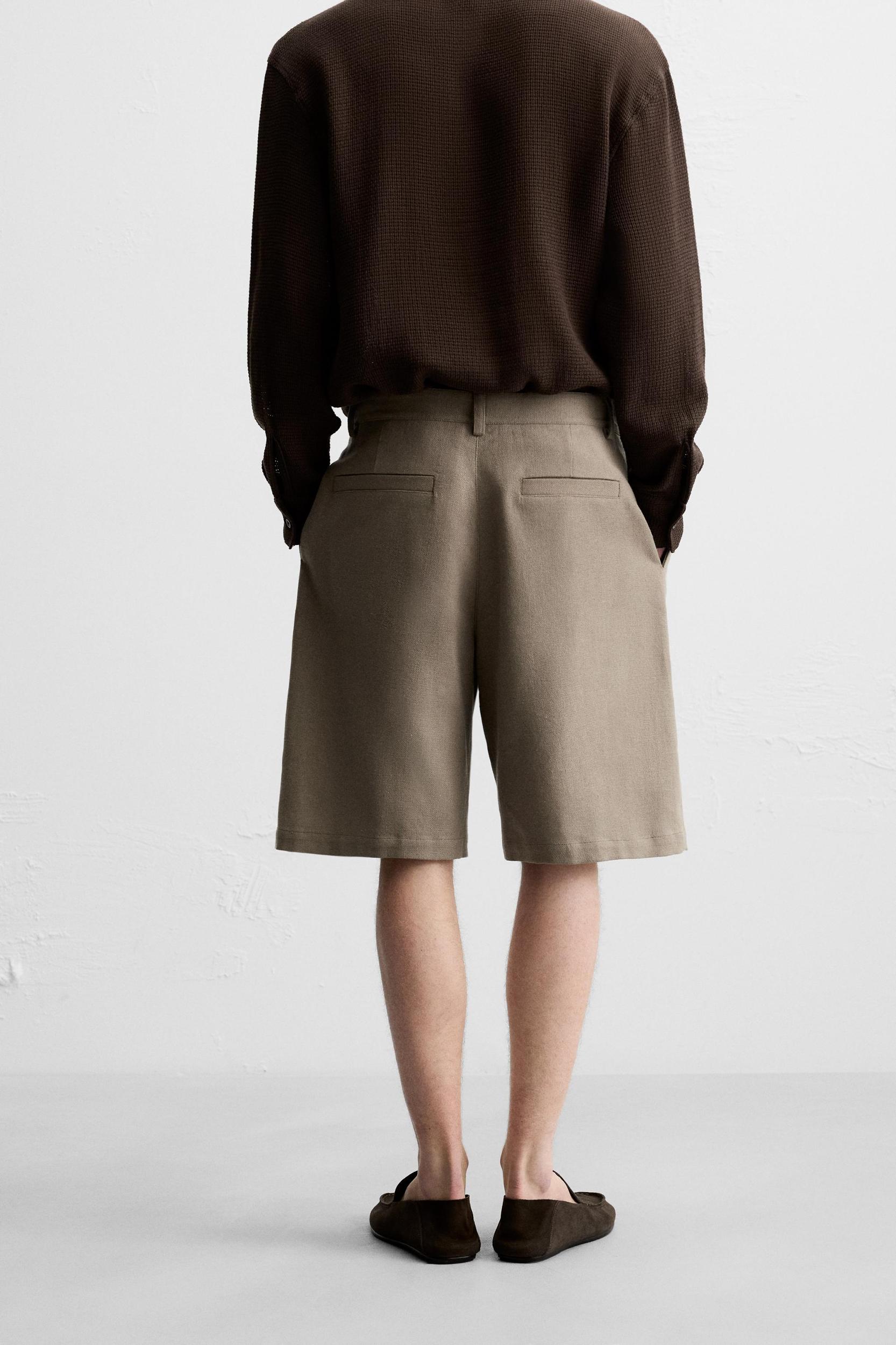 TEXTURED LINEN - COTTON SHORTS Product Image