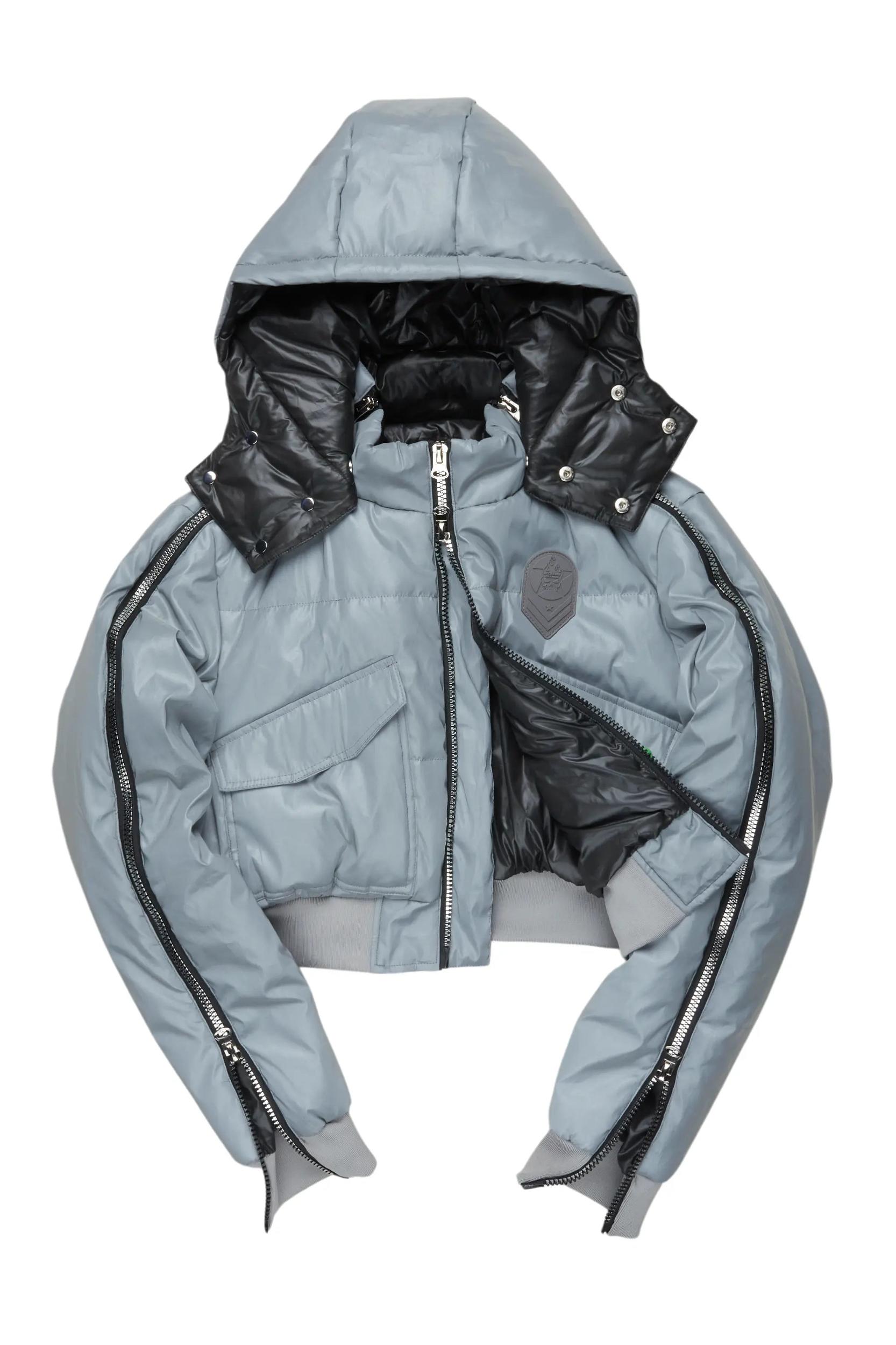 Kamryn Silver Reflective Crop Puffer Jacket Female Product Image