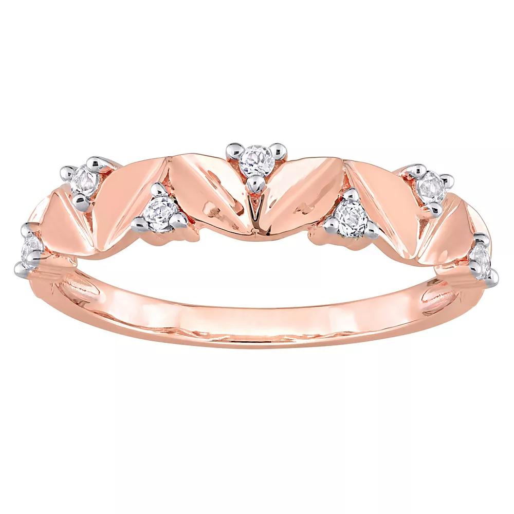 Stella Grace 18k Rose Gold Over Silver White Topaz Semi-Eternity Ring, Women's,  Product Image