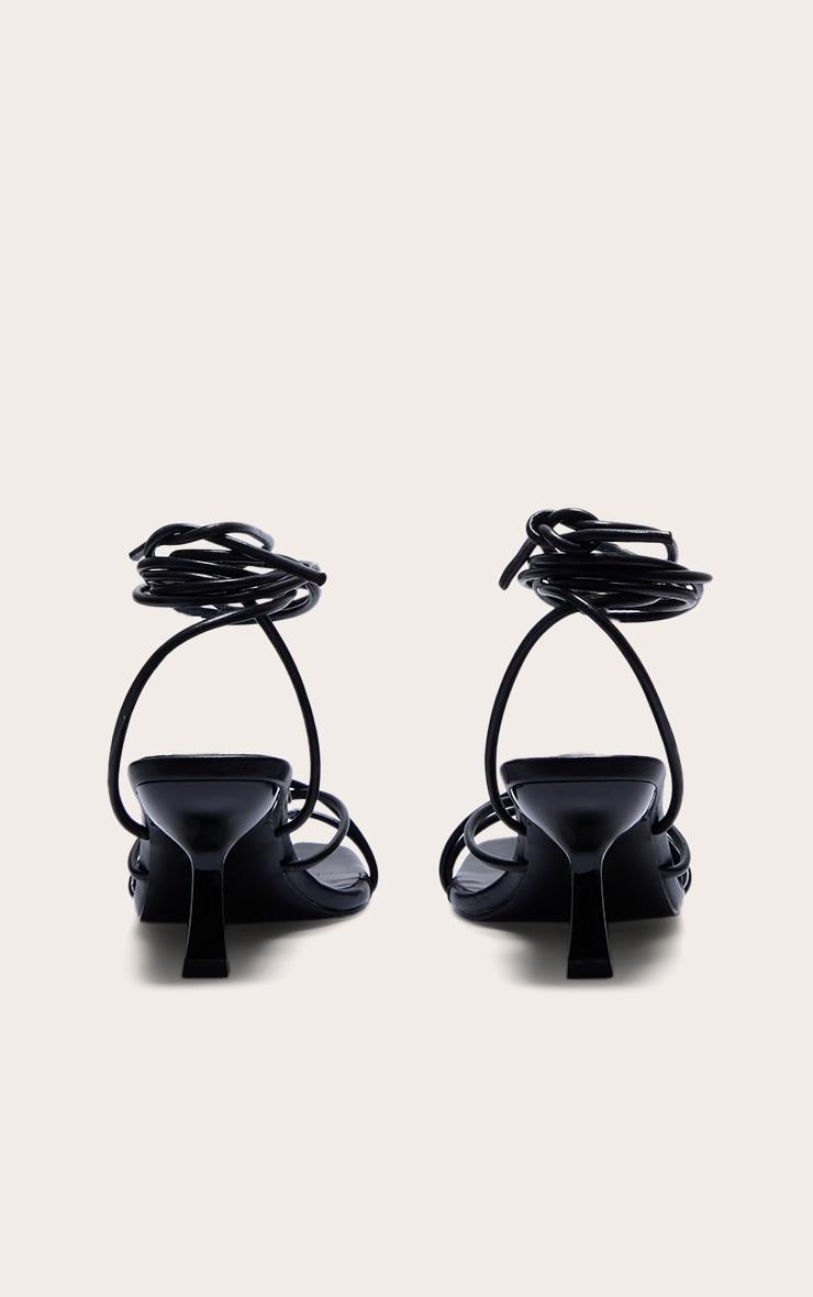 Black Wide Fit Strappy Lace Up Low Heel Sandals Product Image