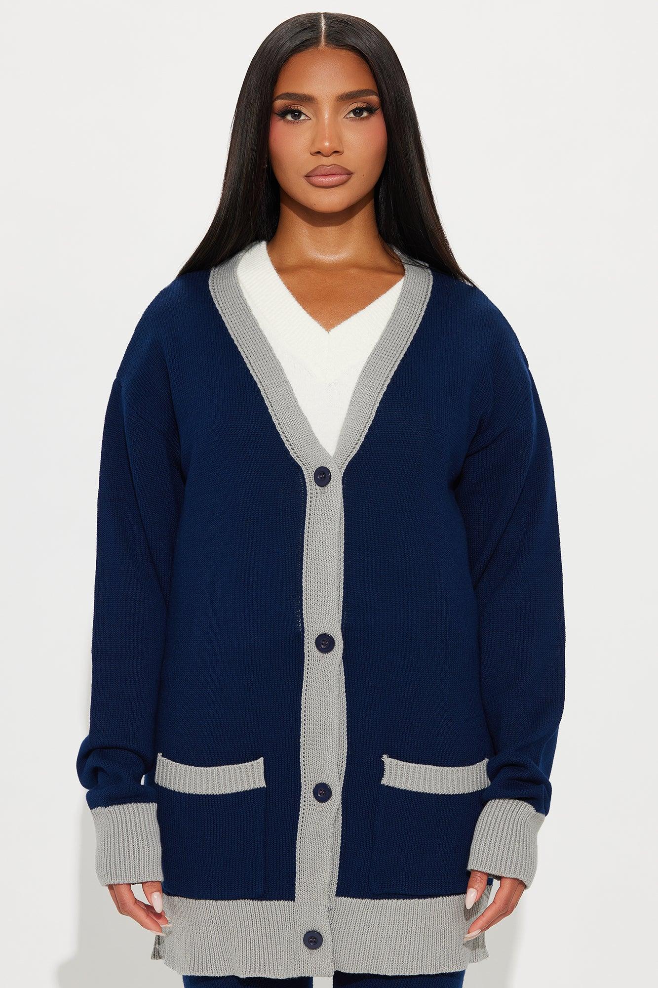 Emery Sweater Cardigan Pant Set - Navy Female Product Image