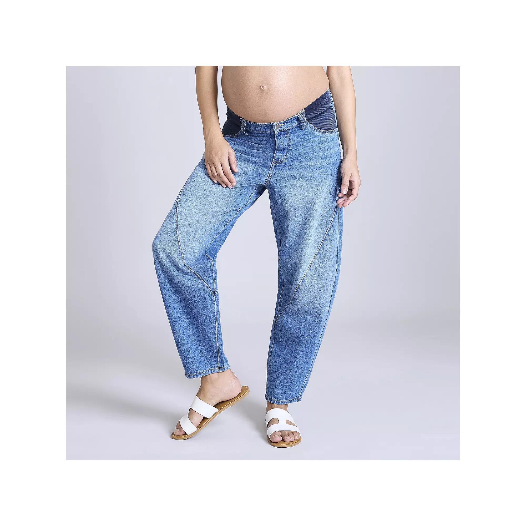 Maternity Motherhood® Barrel Leg Jeans, Women's, Size: Medium-Mat, Medium Blue Wash Product Image