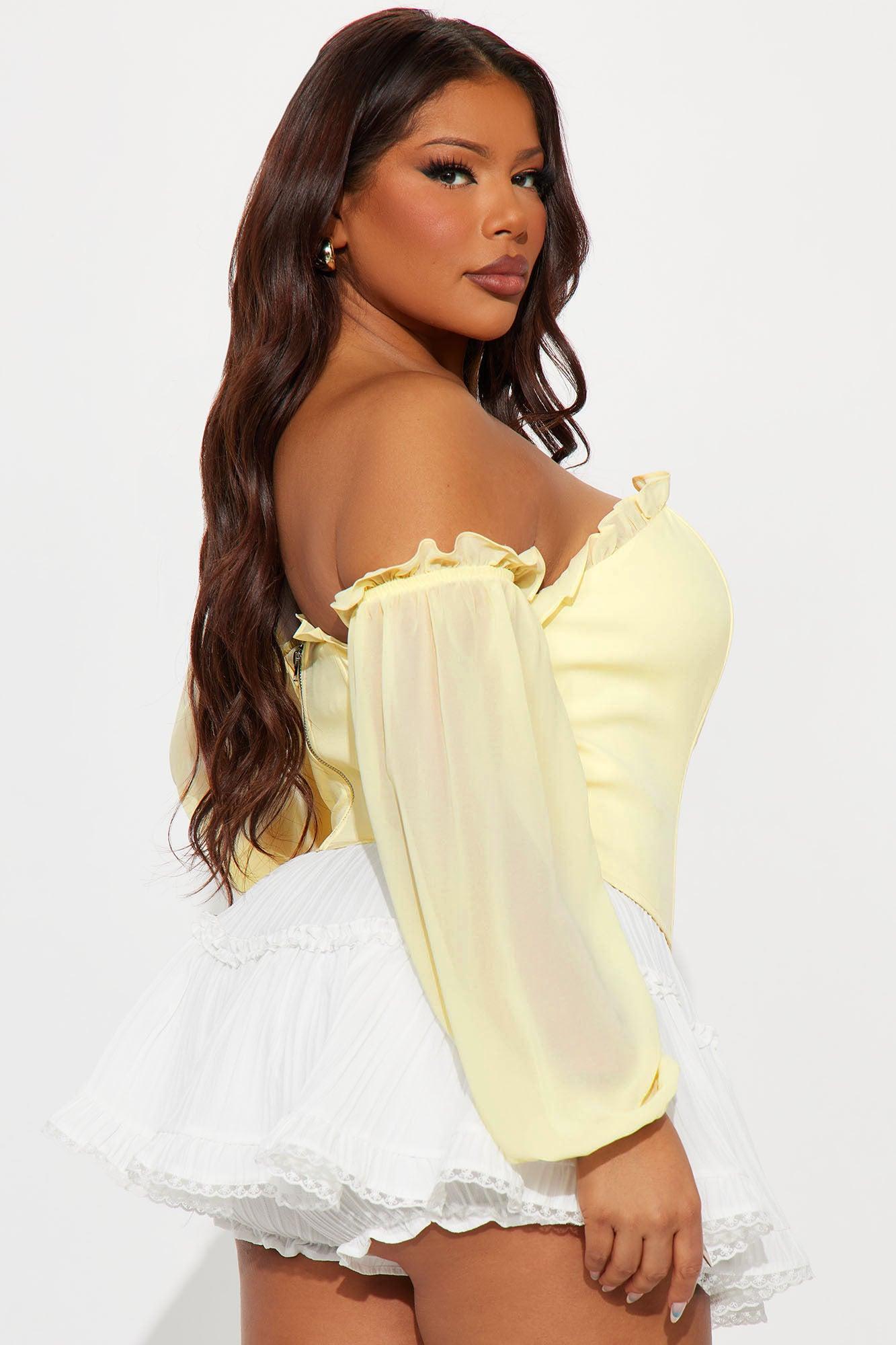 Have It All Off Shoulder Corset Top - Yellow Product Image