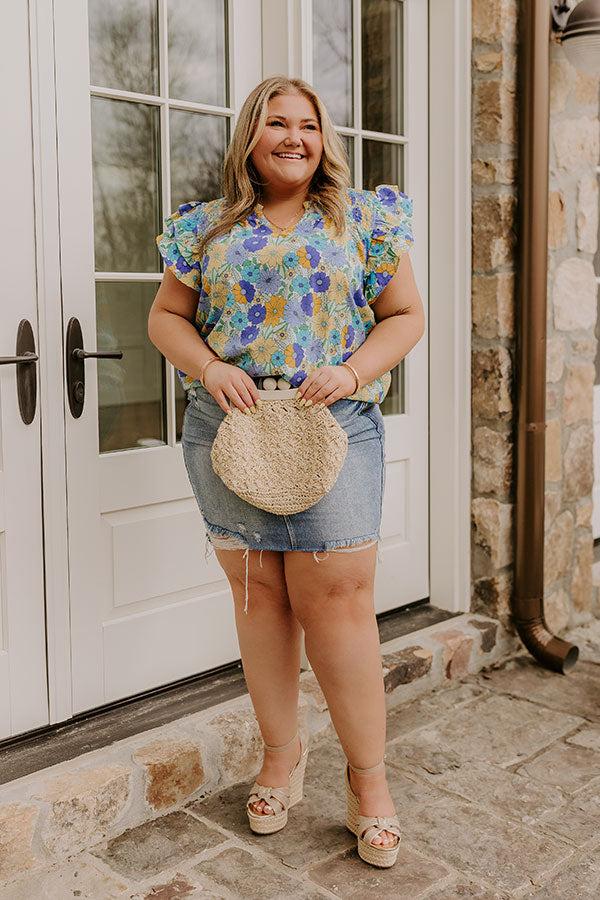 Floral Galore Shift Top In Blue Curves Product Image
