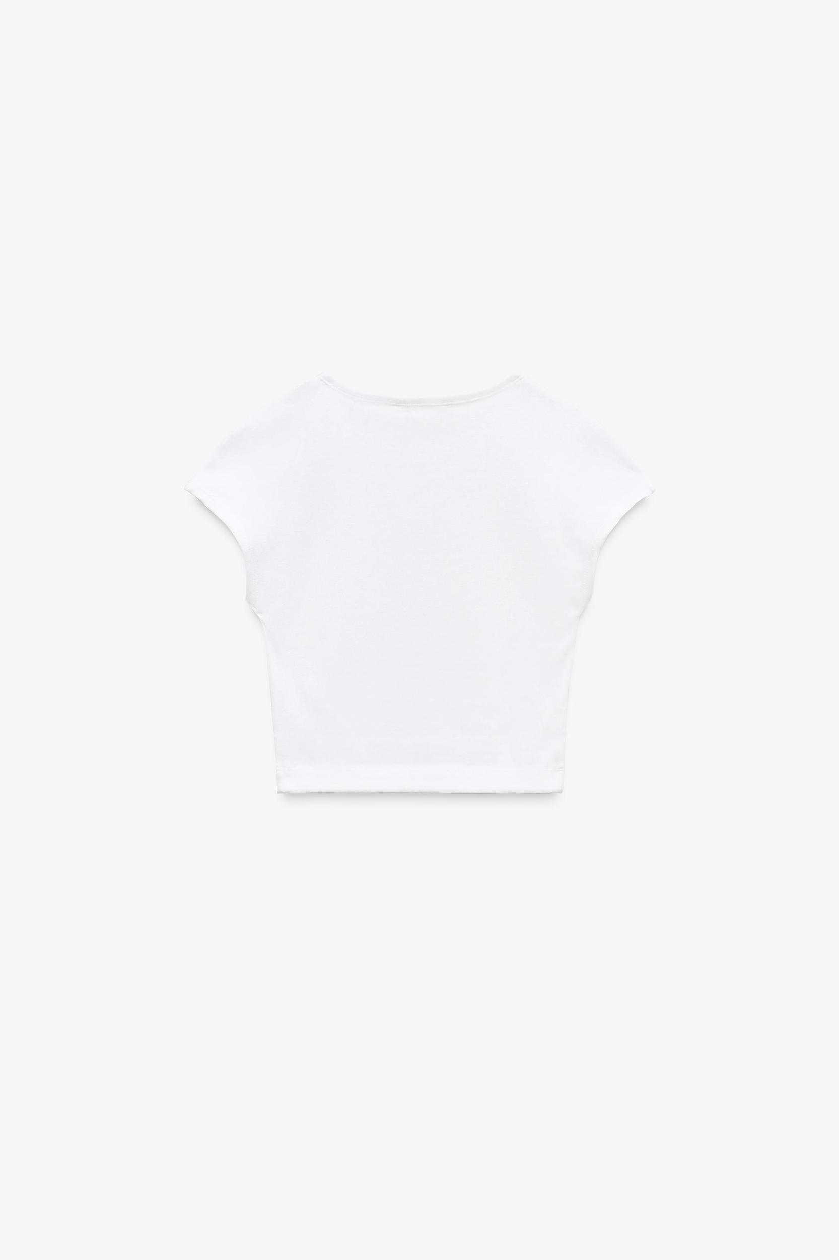 COTTON MODAL CROP T-SHIRT Product Image