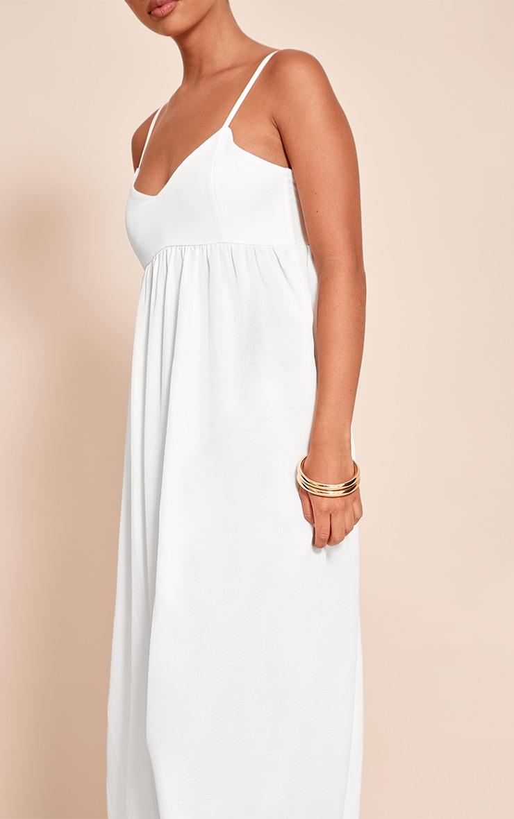 White Textured Strappy Scoop Neck Sleeveless Maxi Dress Product Image
