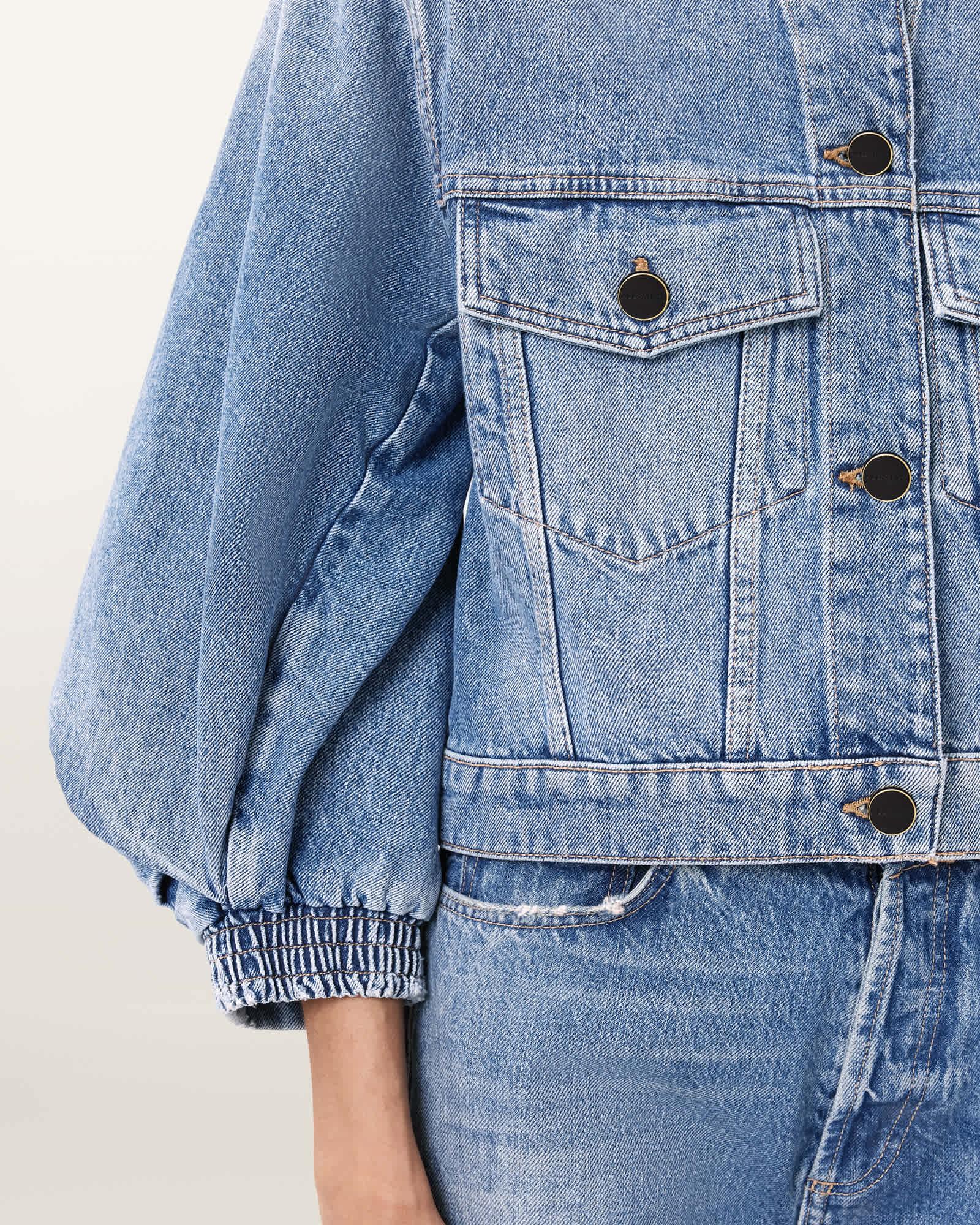 Luca Cropped Denim Jacket Mid Indigo | ALLSAINTS US Product Image