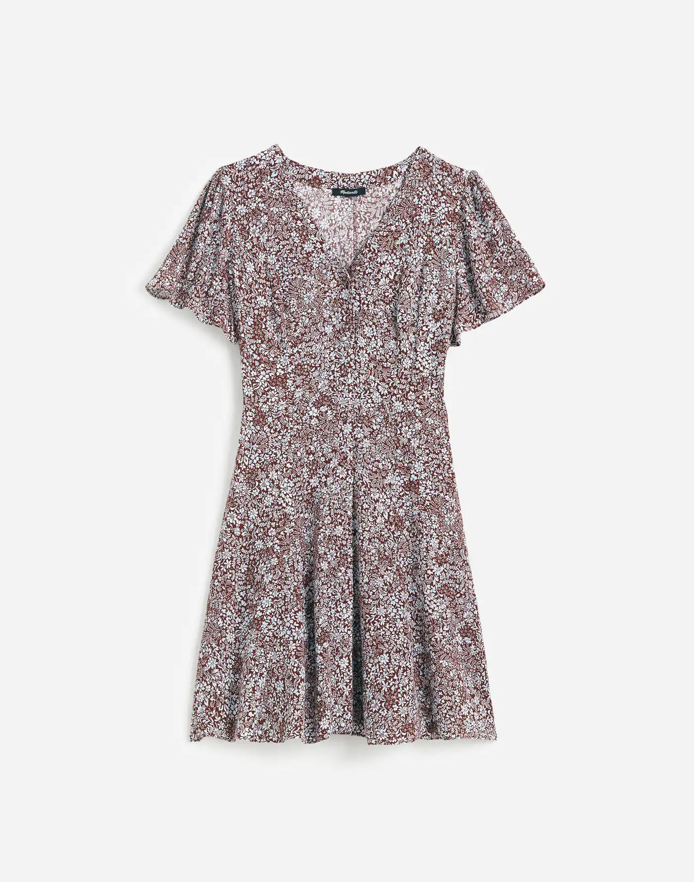 Button-Front Mini Dress in Floral Product Image