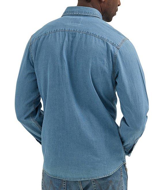 Wrangler® Long Sleeve Iconic Cowboy Washed Denim Shirt Product Image