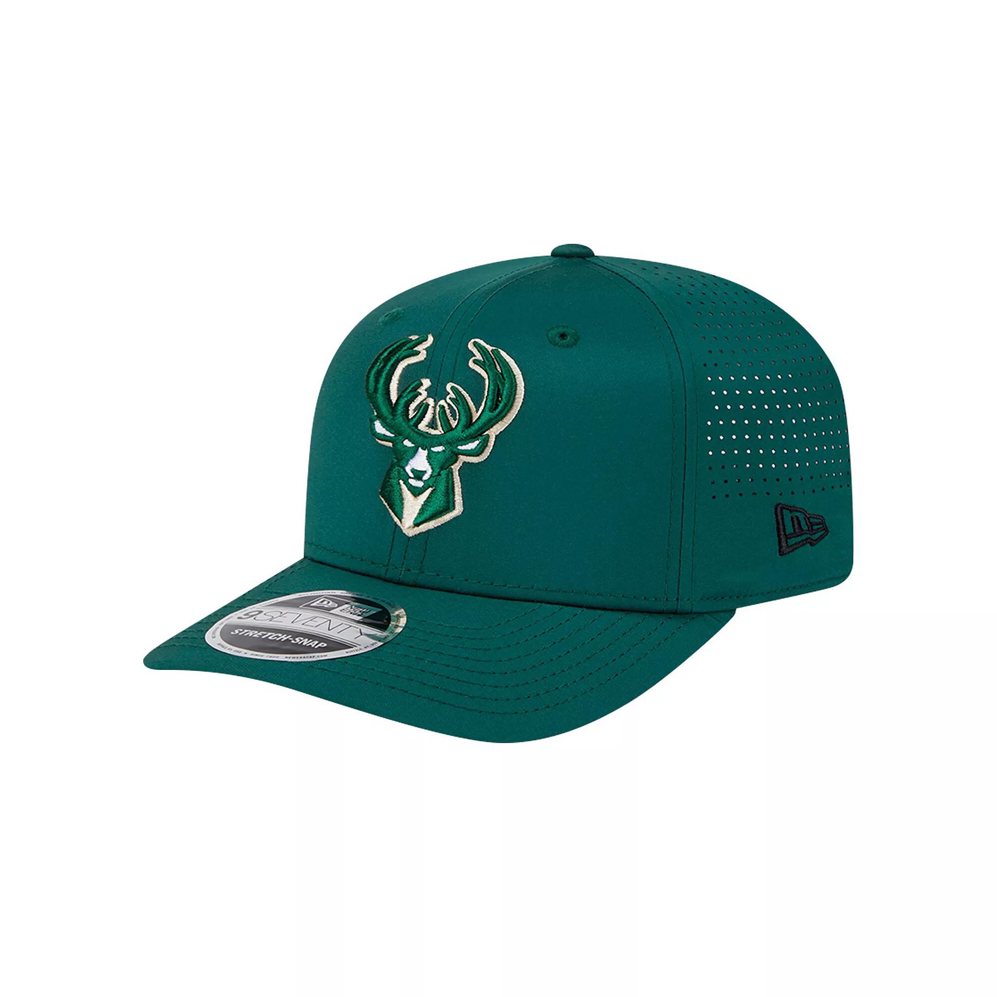 Men's New Era Hunter Green Milwaukee Bucks Adventure Perform COOLERA 9SEVENTY Stretch-Snap Adjustable Hat, Team Product Image