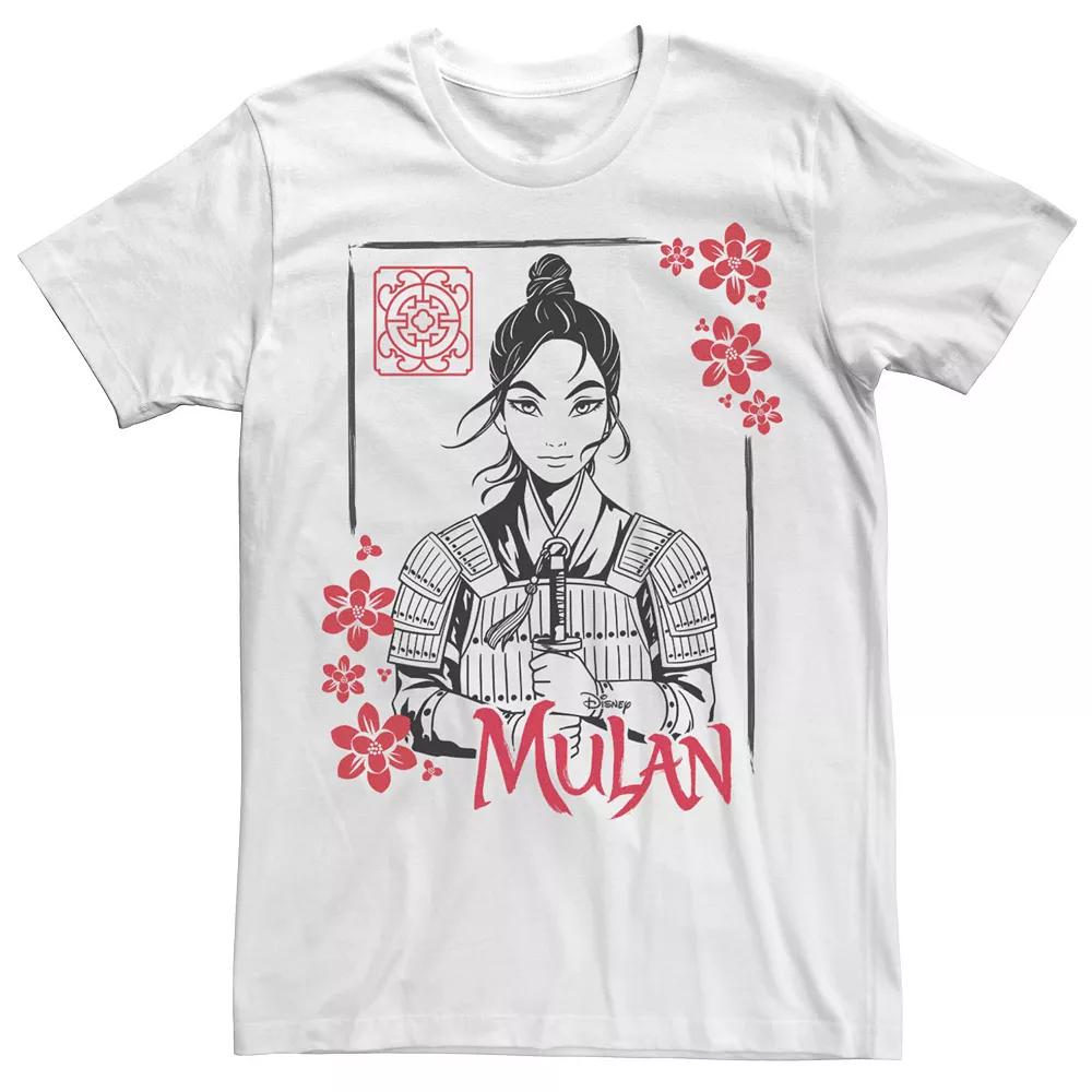 Disney's Mulan Live Action Mulan Floral Ink Portrait Men's Tee, Size: Medium, White Product Image