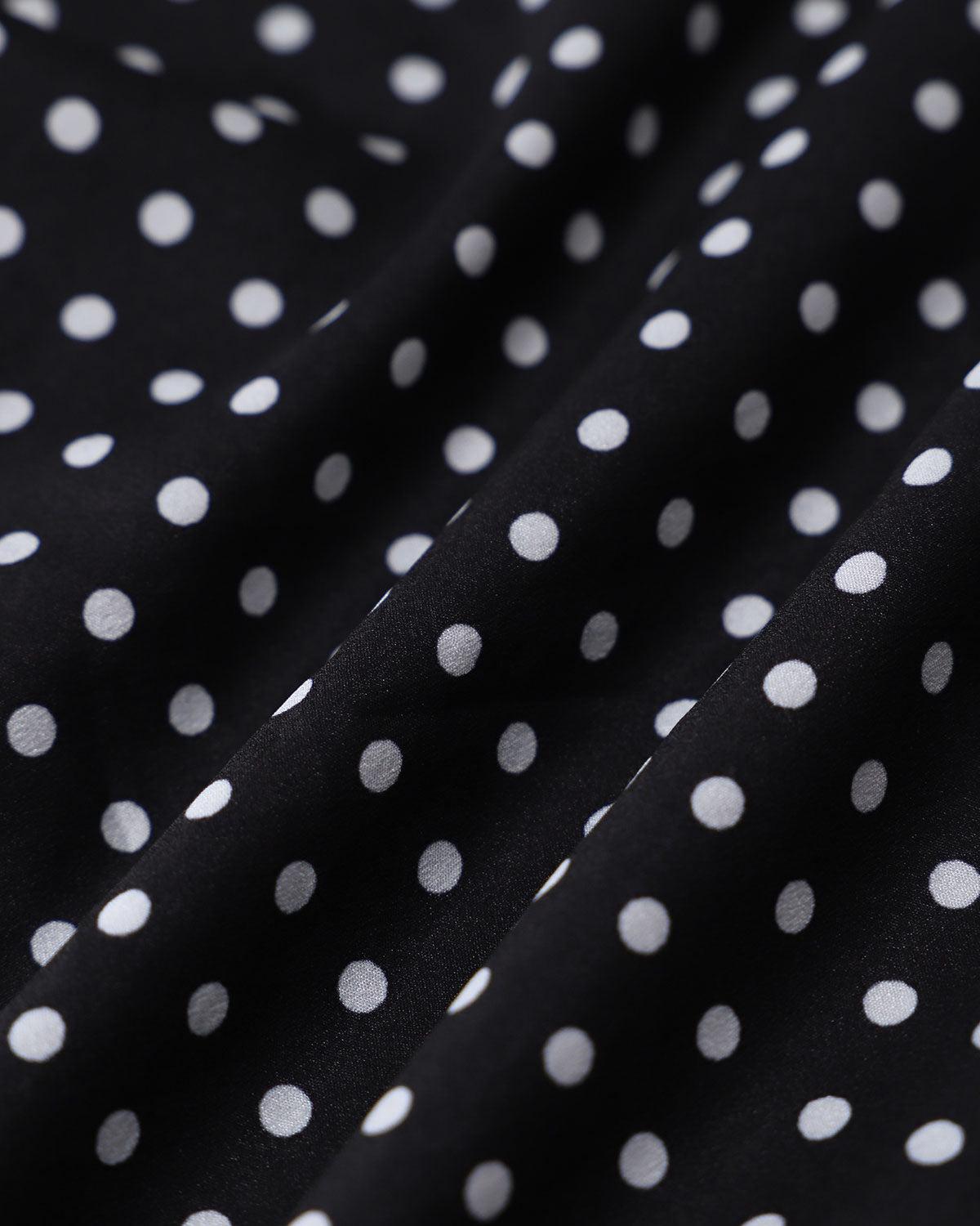 Black Polka Dot Cap Sleeve Shirt Product Image