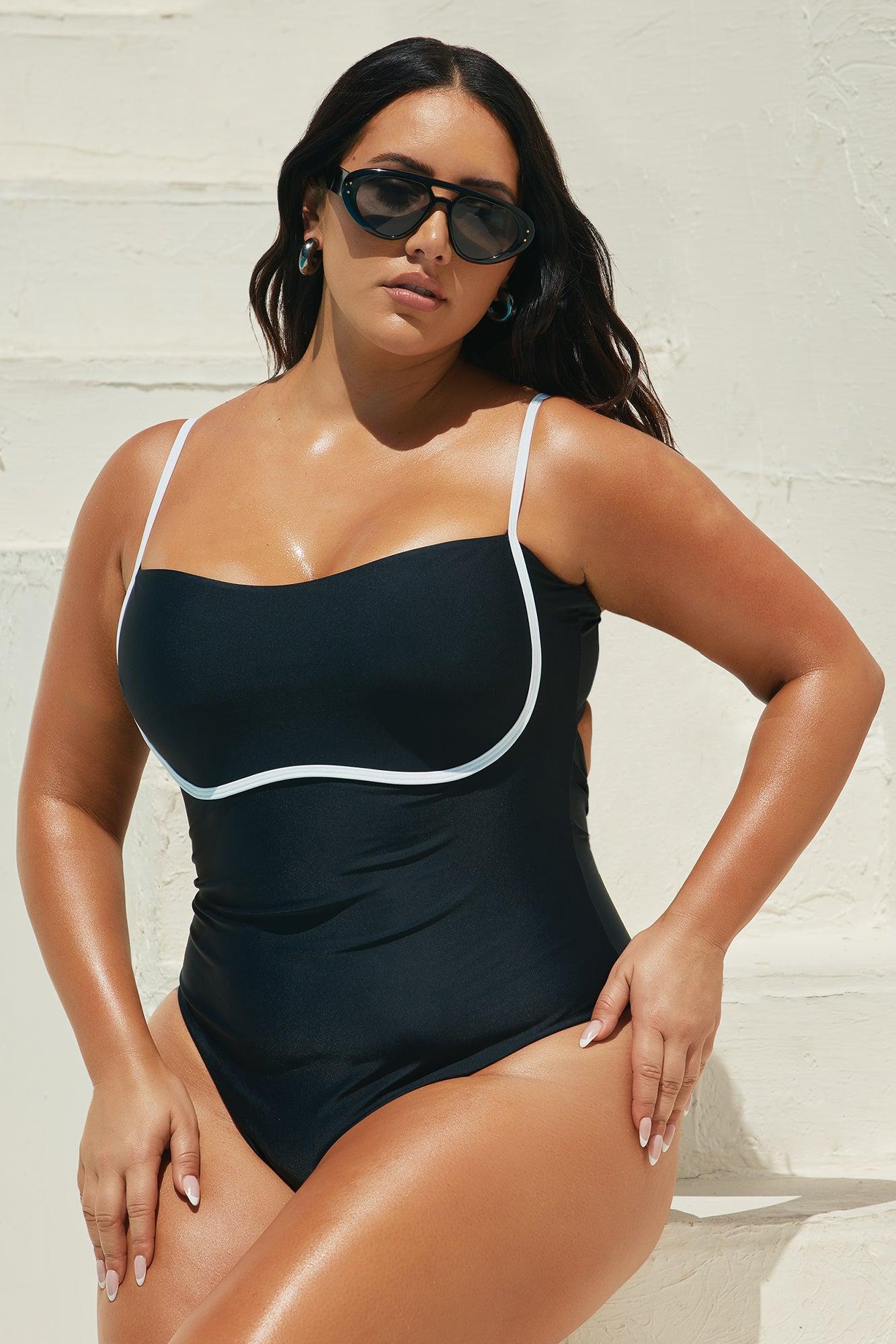 Camila Contrast 1 Piece Swimsuit - Black/White Product Image