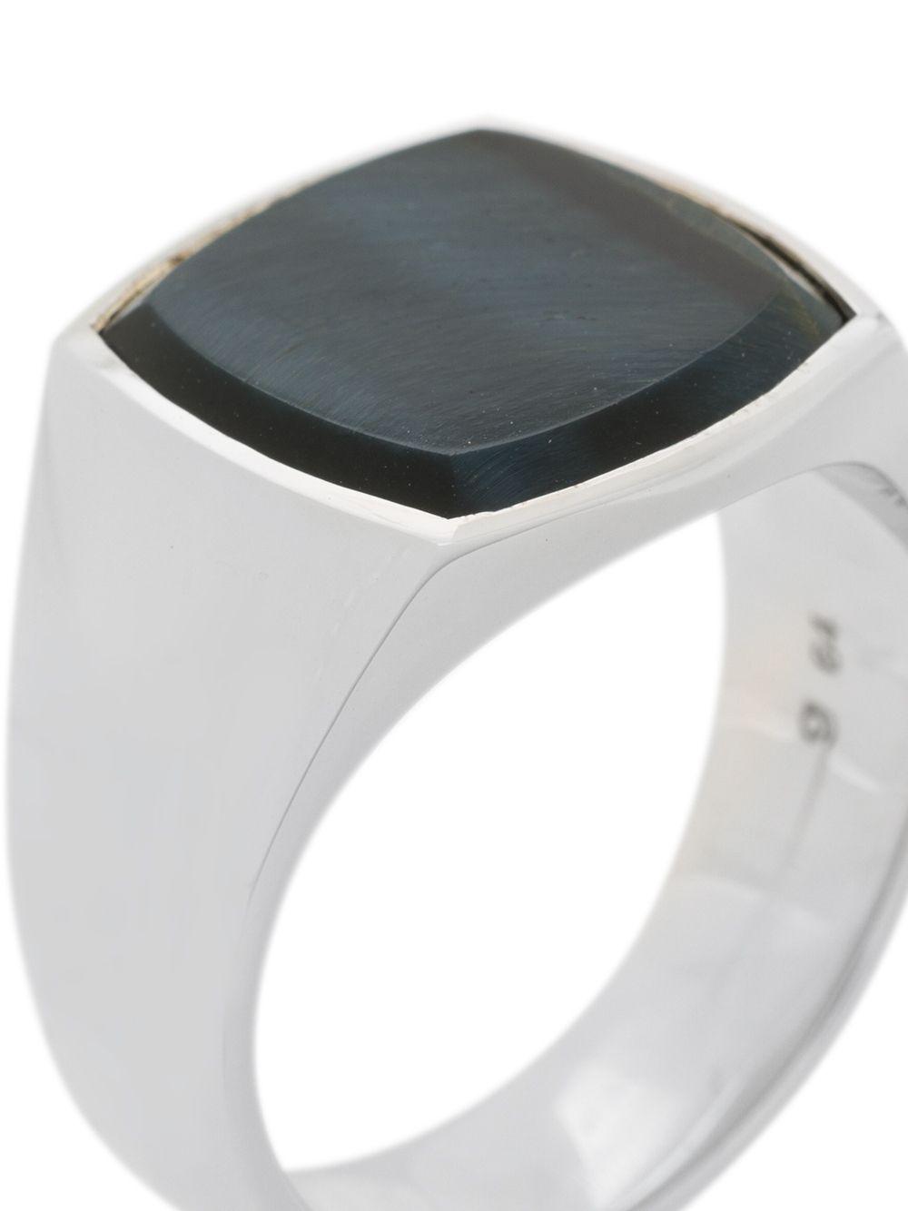 Cushion Blue Hawk Eye signet ring Product Image