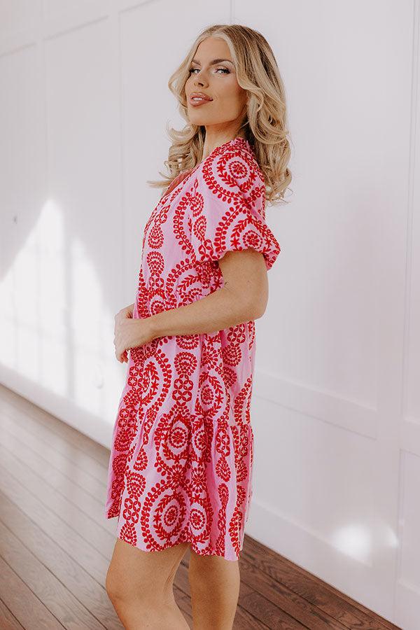 Sunny Outlook Eyelet Mini Dress in Pink Product Image