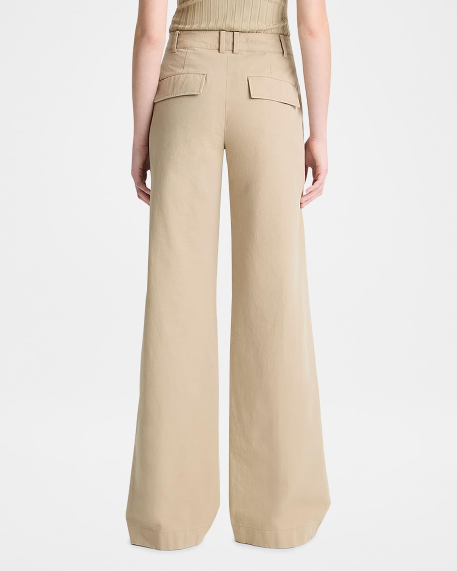 Mid-Rise Wide-Leg Cotton Trousers Product Image