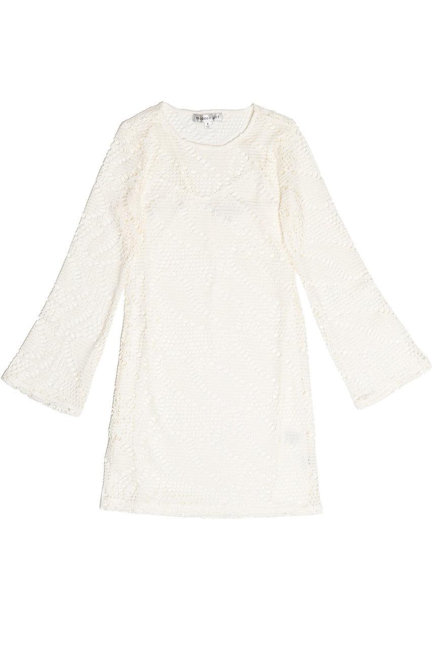 Bell Sleeve Crochet Dress With Slip Product Image