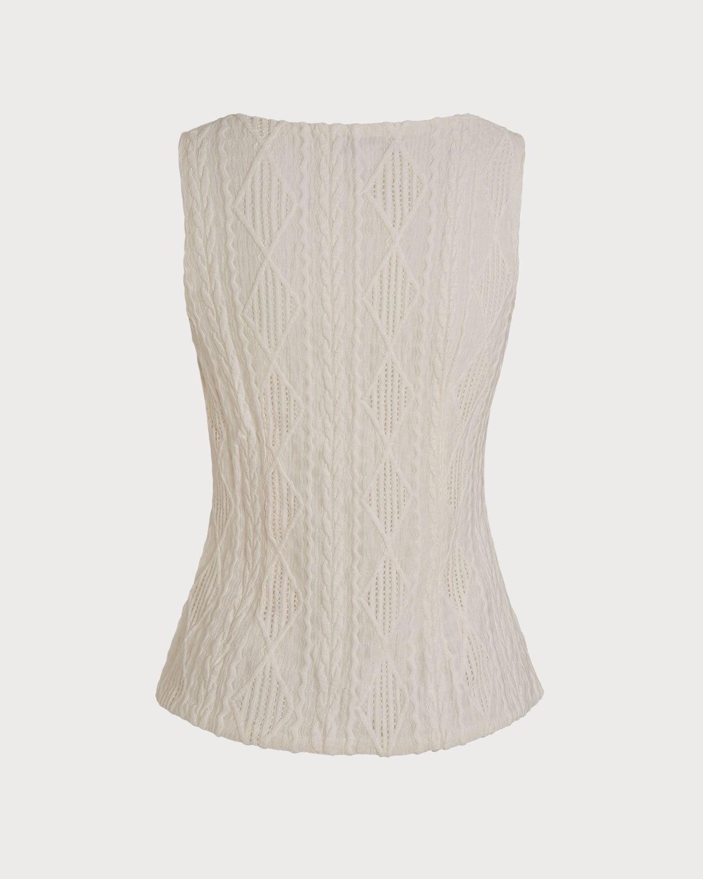 Beige Boat Neck Button Tank Top Product Image