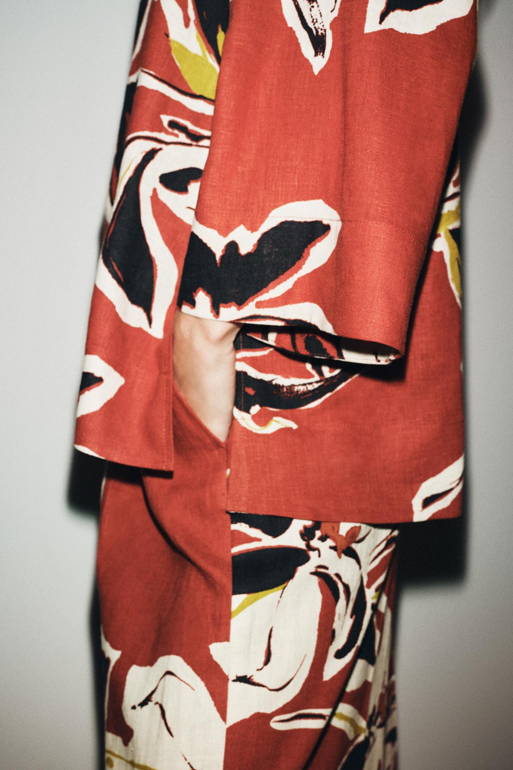 FLORAL PRINT LINEN PANTS Product Image