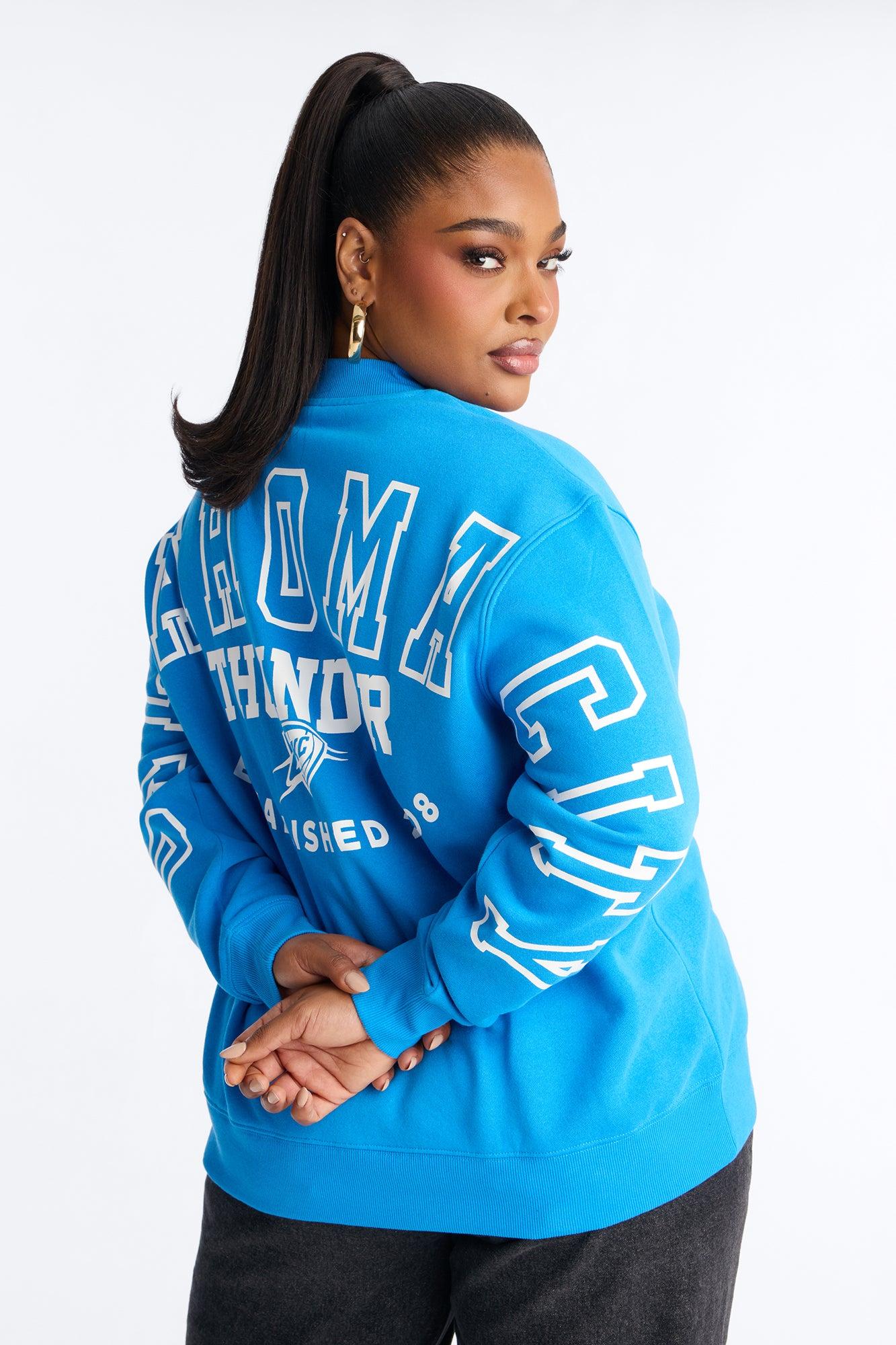 NBA OKC Thunder Fleece Crew Neck Sweatshirt - Blue Female Product Image