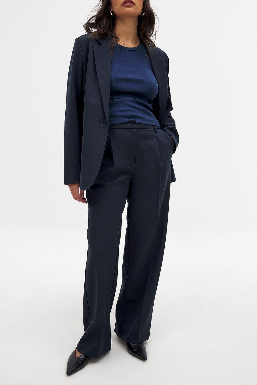 Wide High Waist Suit Pants Product Image