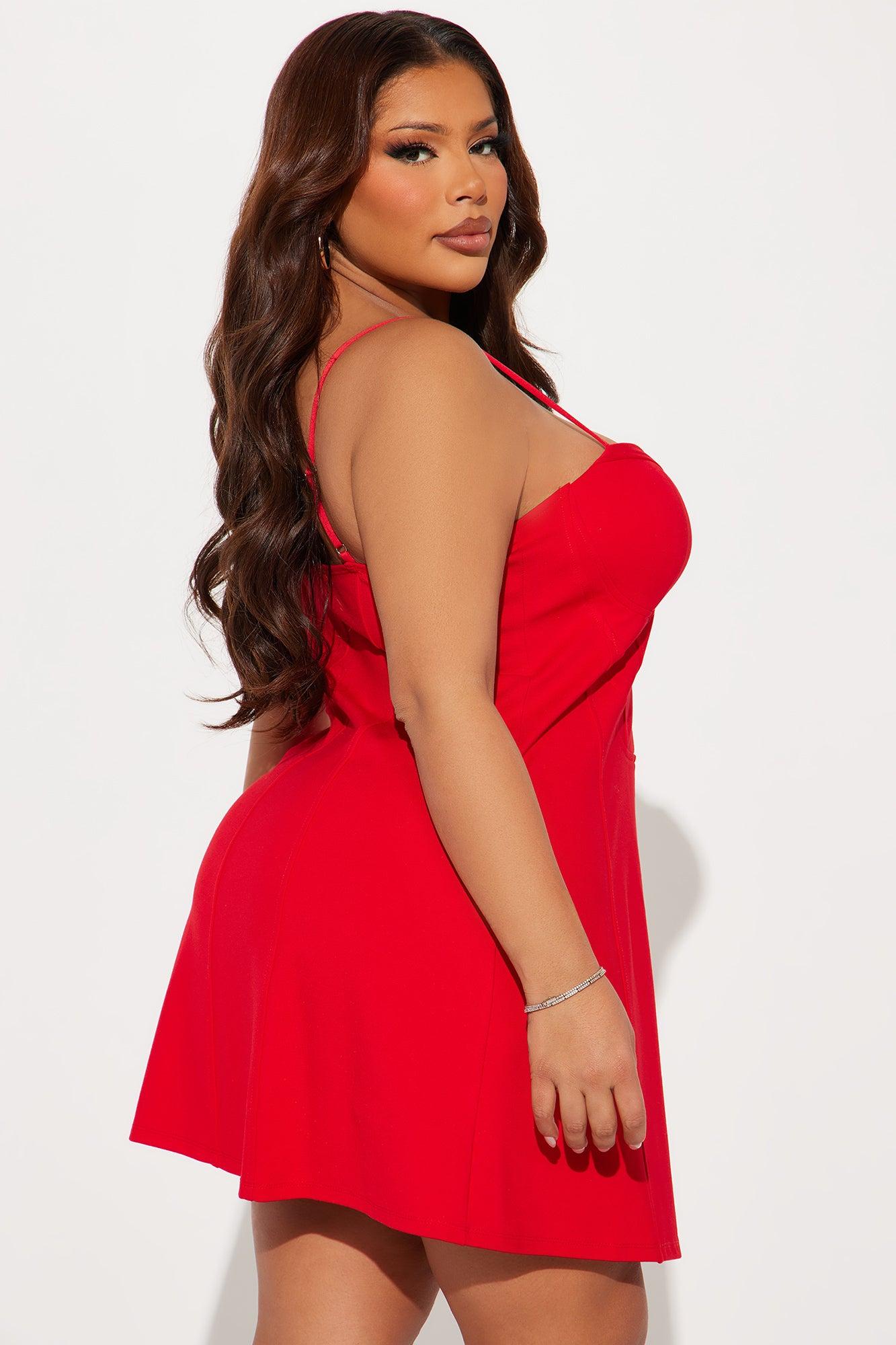 Hint of Sass Corset Mini Dress - Red Product Image