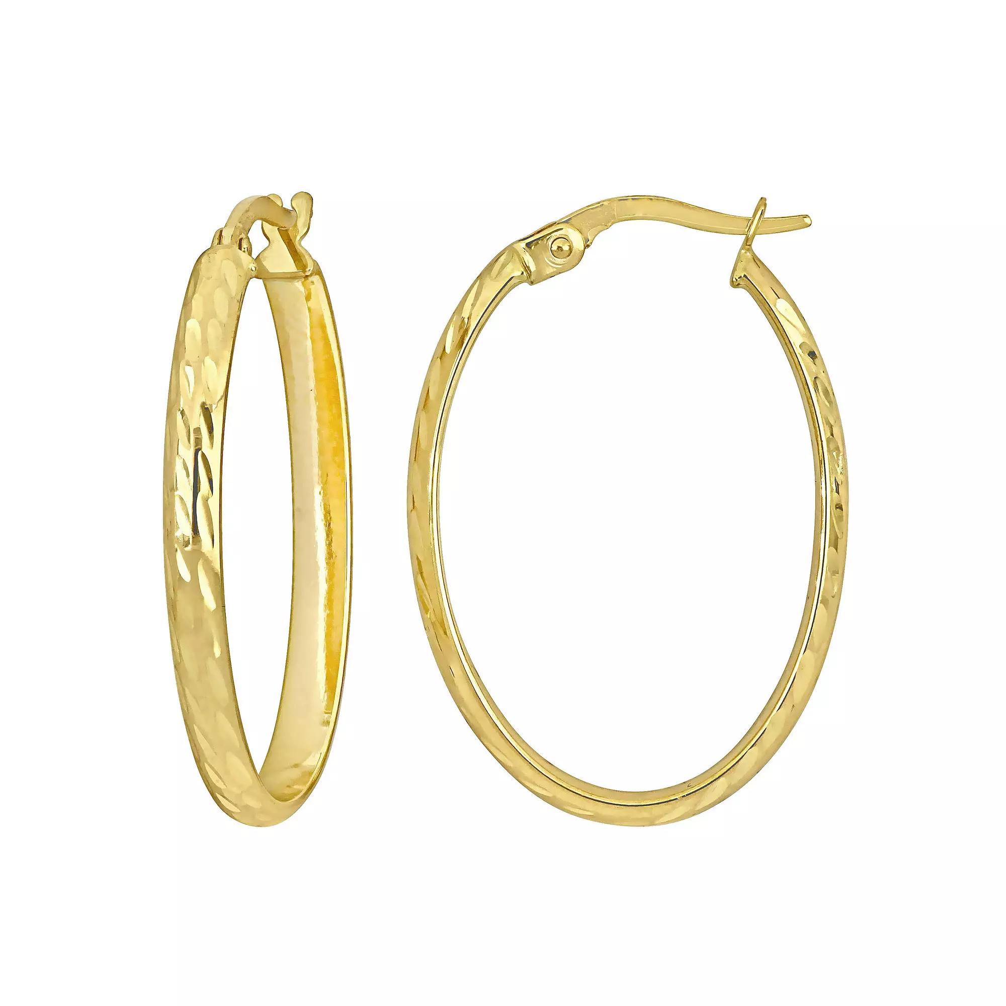 Stella Grace 10k Gold Textured Oval Hoop Earrings, Women's Product Image