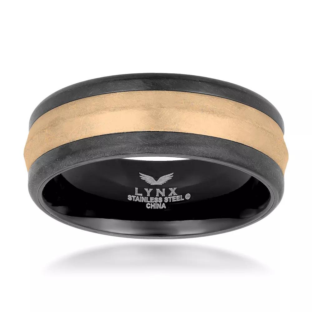 Mens LYNX Black & Rose Ion-Plated Stainless Steel Ring Two Tone Product Image