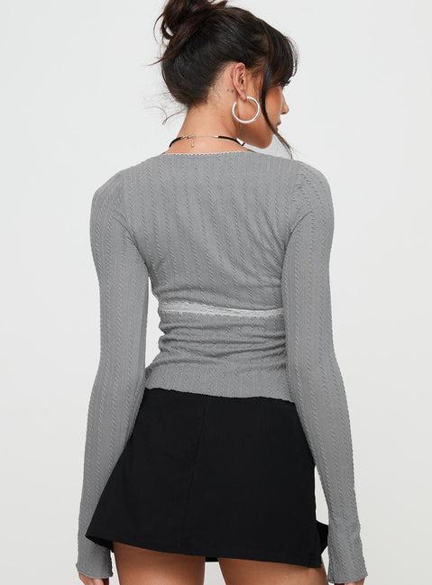 Noir Long Sleeve Top Grey Product Image