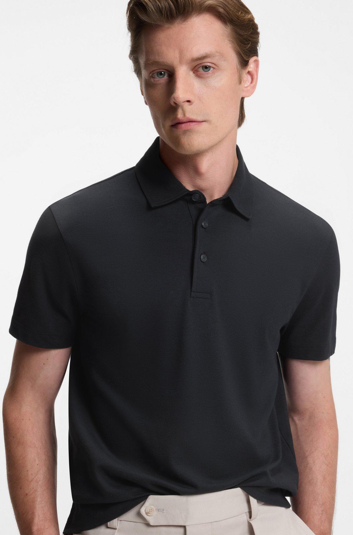 Zip-placket polo shirt in a cotton blend Product Image