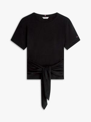Tie-Front Slub Cotton T-Shirt Product Image