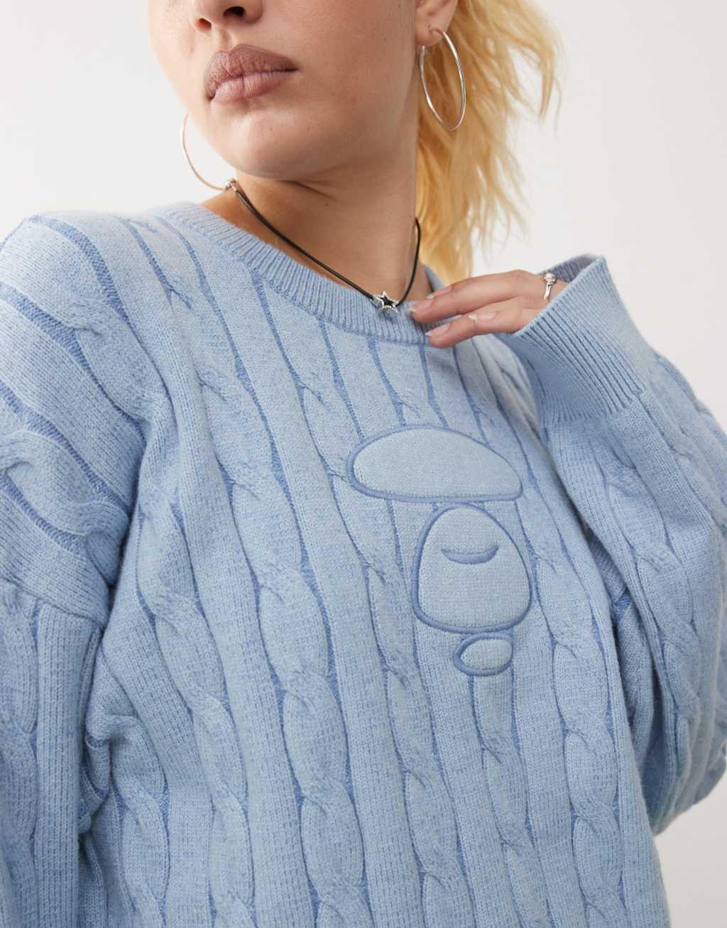 Aape By A Bathing Ape knitted logo sweatshirt in light blue Product Image