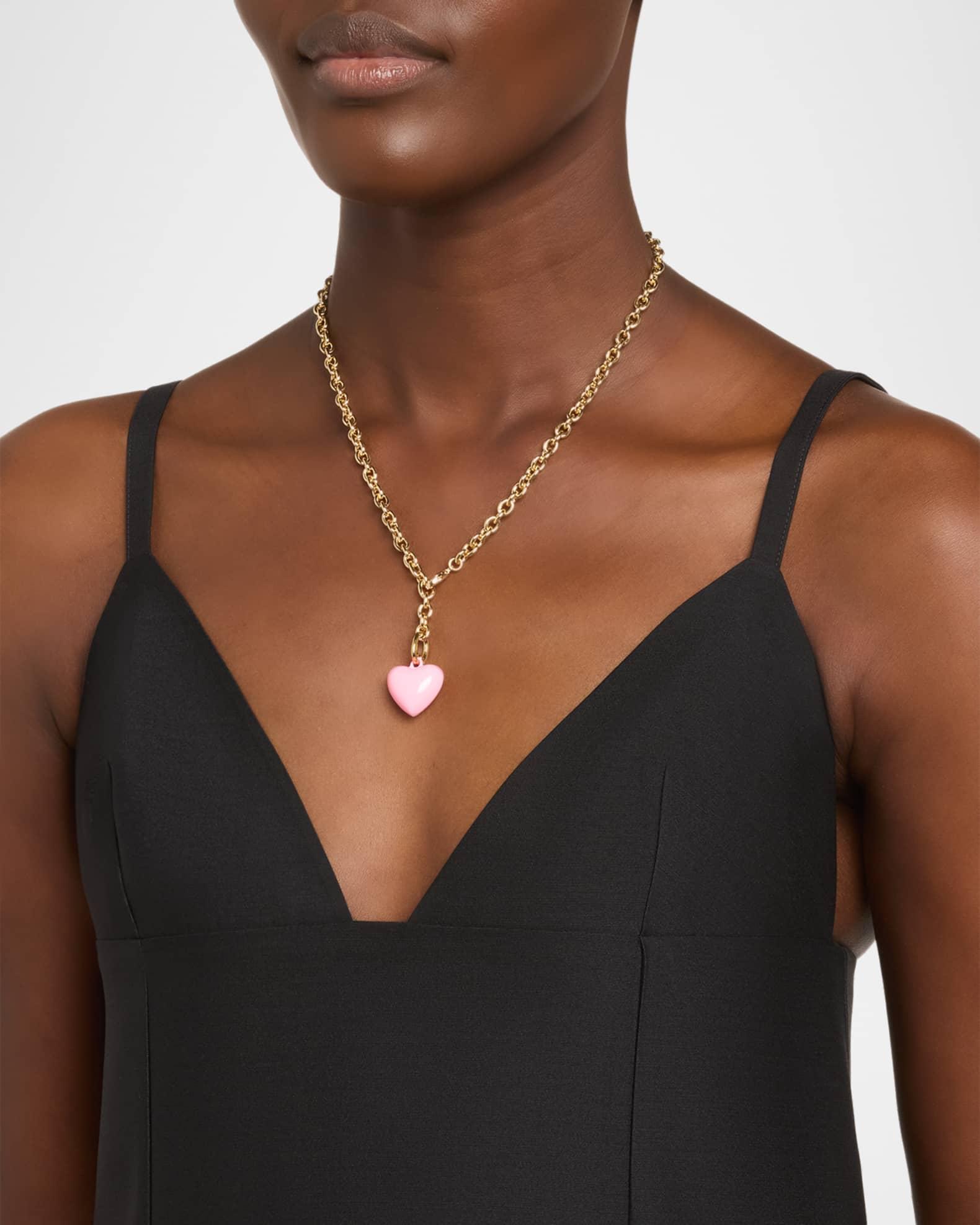 The Mini Puffy Heart Necklace, Pink Product Image