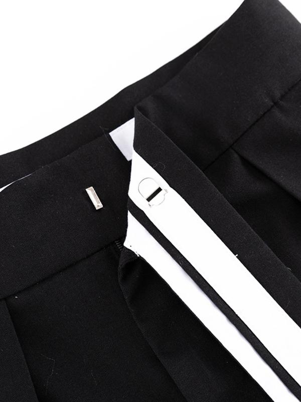 Urban High Waisted Wide Leg Striped Pleated Solid Color Pants Product Image
