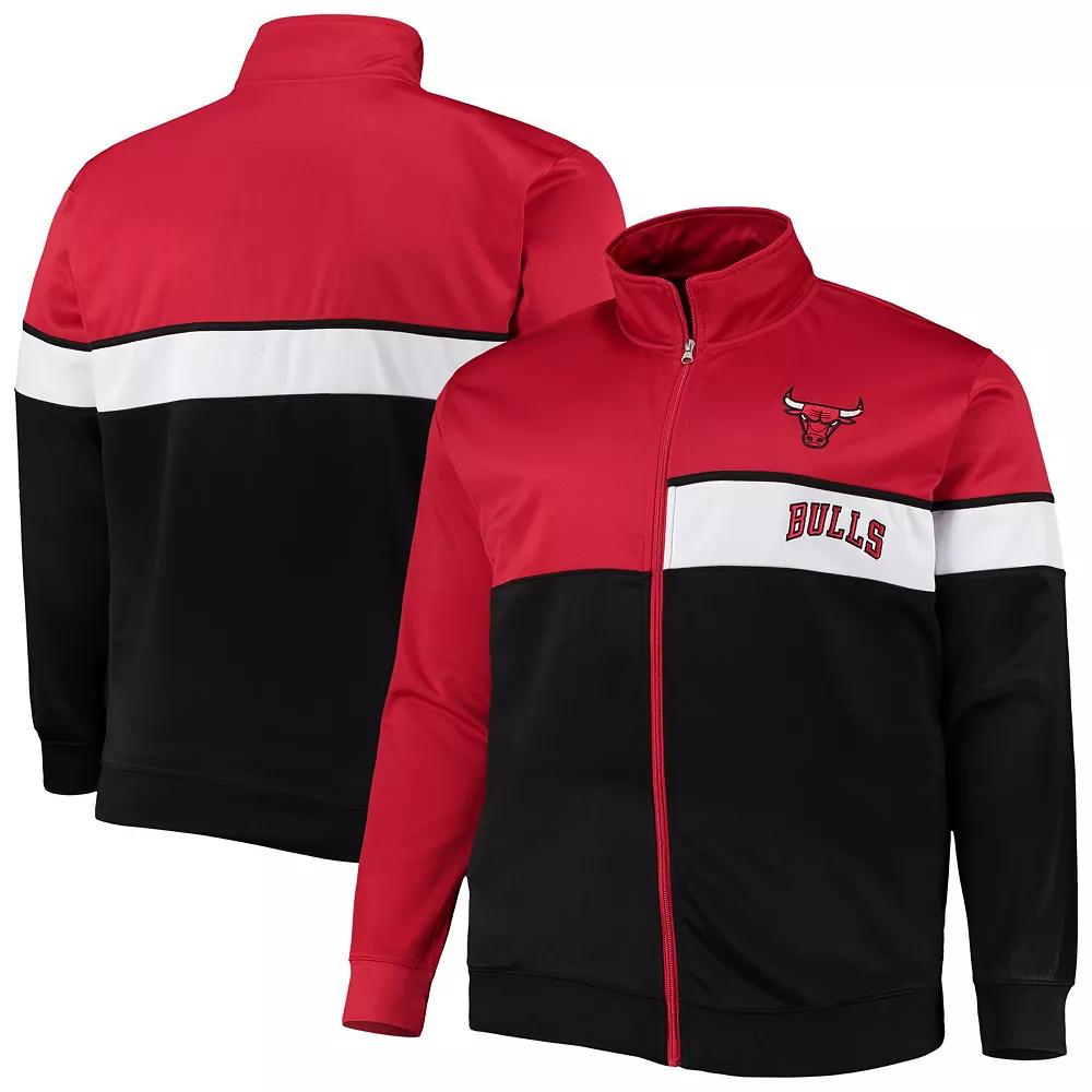 Men's Red/Black Chicago Bulls Big & Tall Pieced Body Full-Zip Track Jacket, Size: XLT Product Image