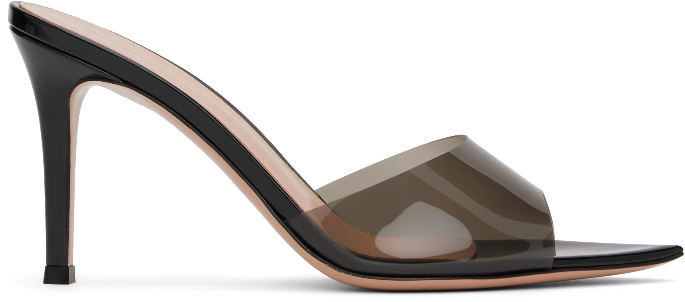 GIANVITO ROSSI Elle 85 Pvc And Patent-leather Mules In Black Product Image