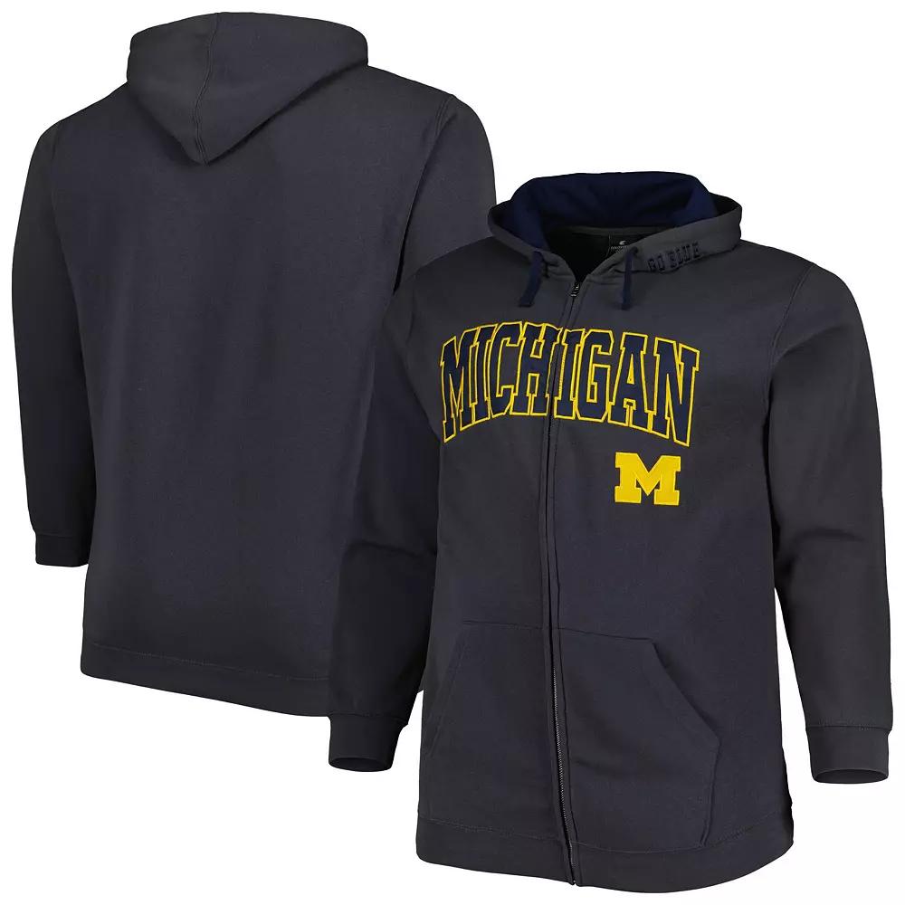 Men's Colosseum Charcoal Michigan Wolverines Big & Tall Team Full-Zip Hoodie,  Product Image