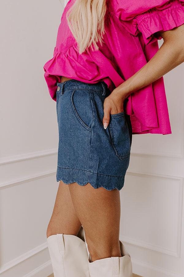 The Gracie High Waist Denim Shorts in Dark Wash Product Image