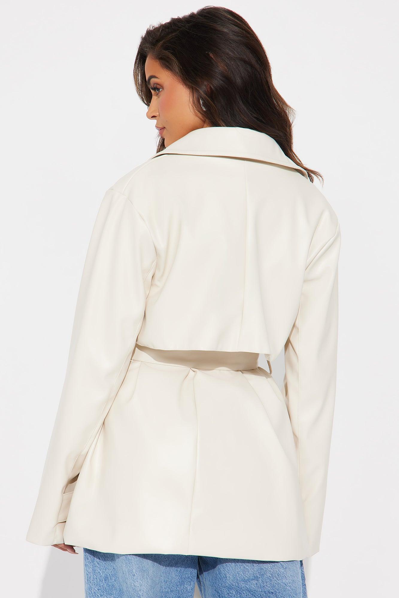 Running Errands Faux Leather Coat - Cream Product Image