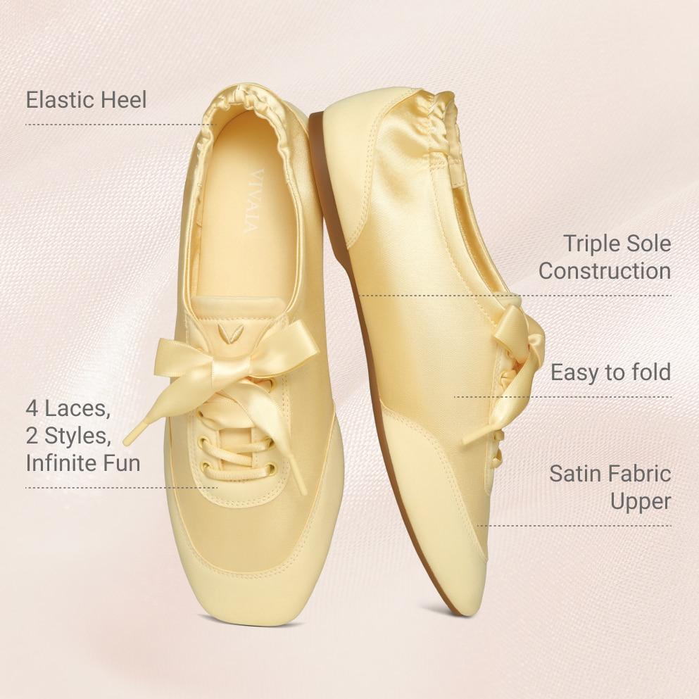 Square-Toe Lace-Up Satin Sneakerina (Cristina) Product Image
