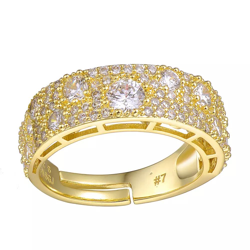 Gold Tone Cubic Zirconia & Diamond Accent Pave Band Ring, Womens Product Image