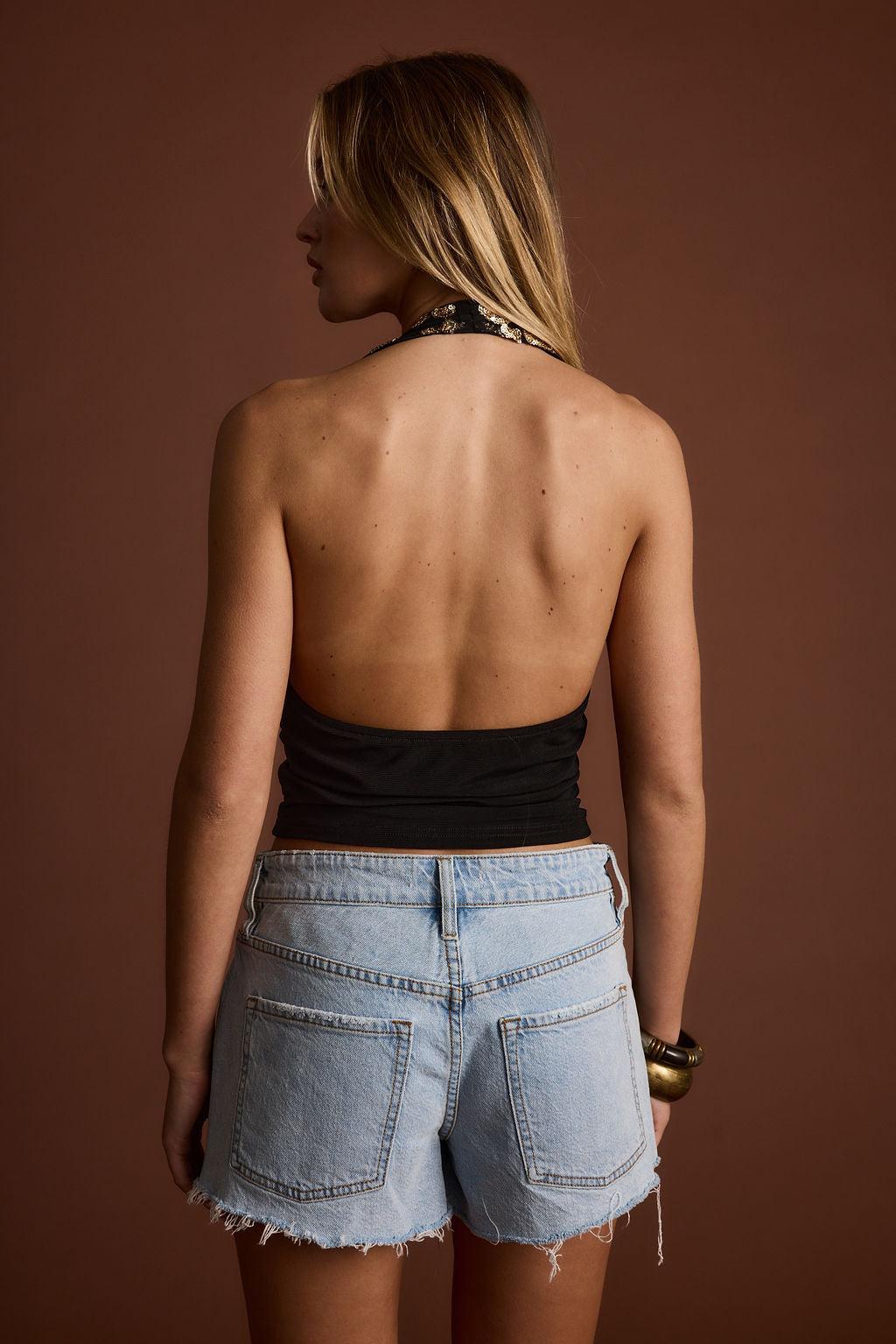 Solstice Gold Floral Embellished Mesh Crop Top Product Image