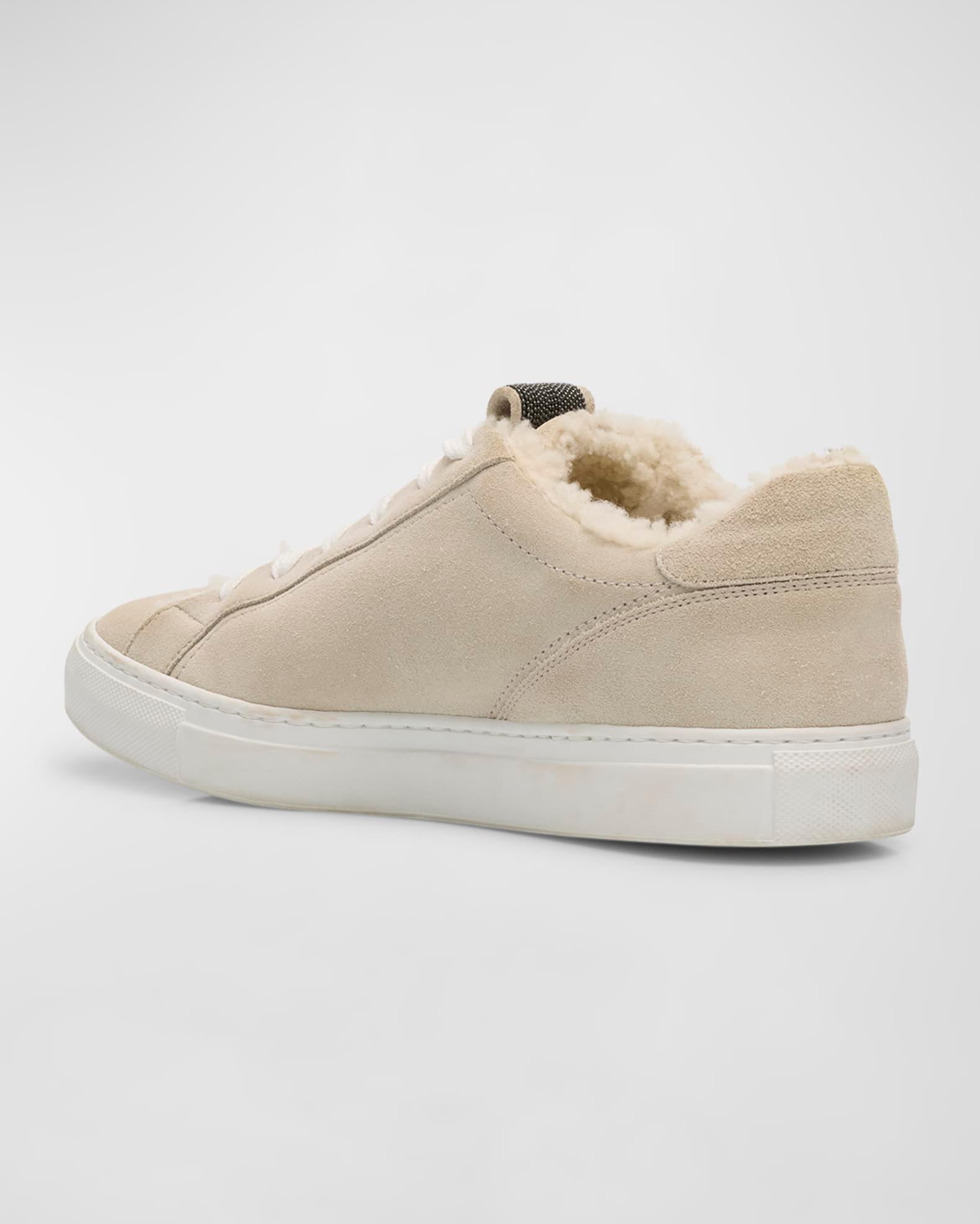 Lamb Shearling Fur-Lined Low-Top Sneakers Product Image