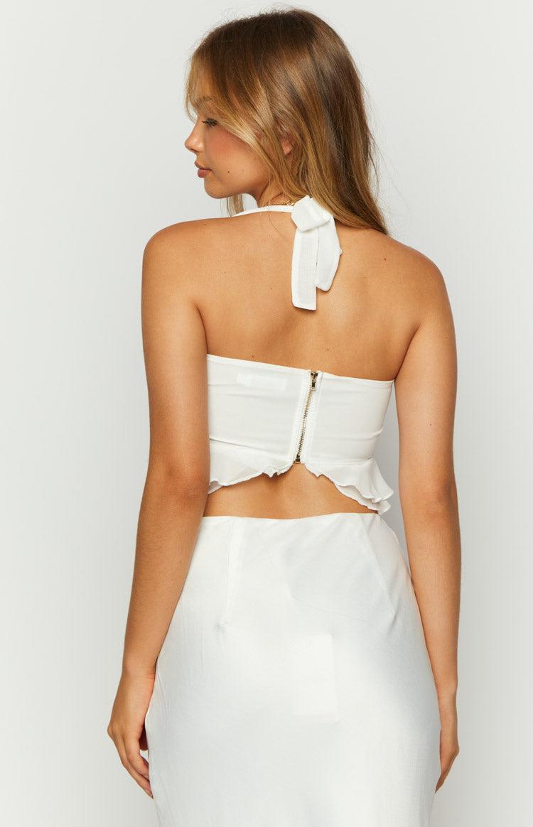 Seas White Chiffon Crop Top Product Image