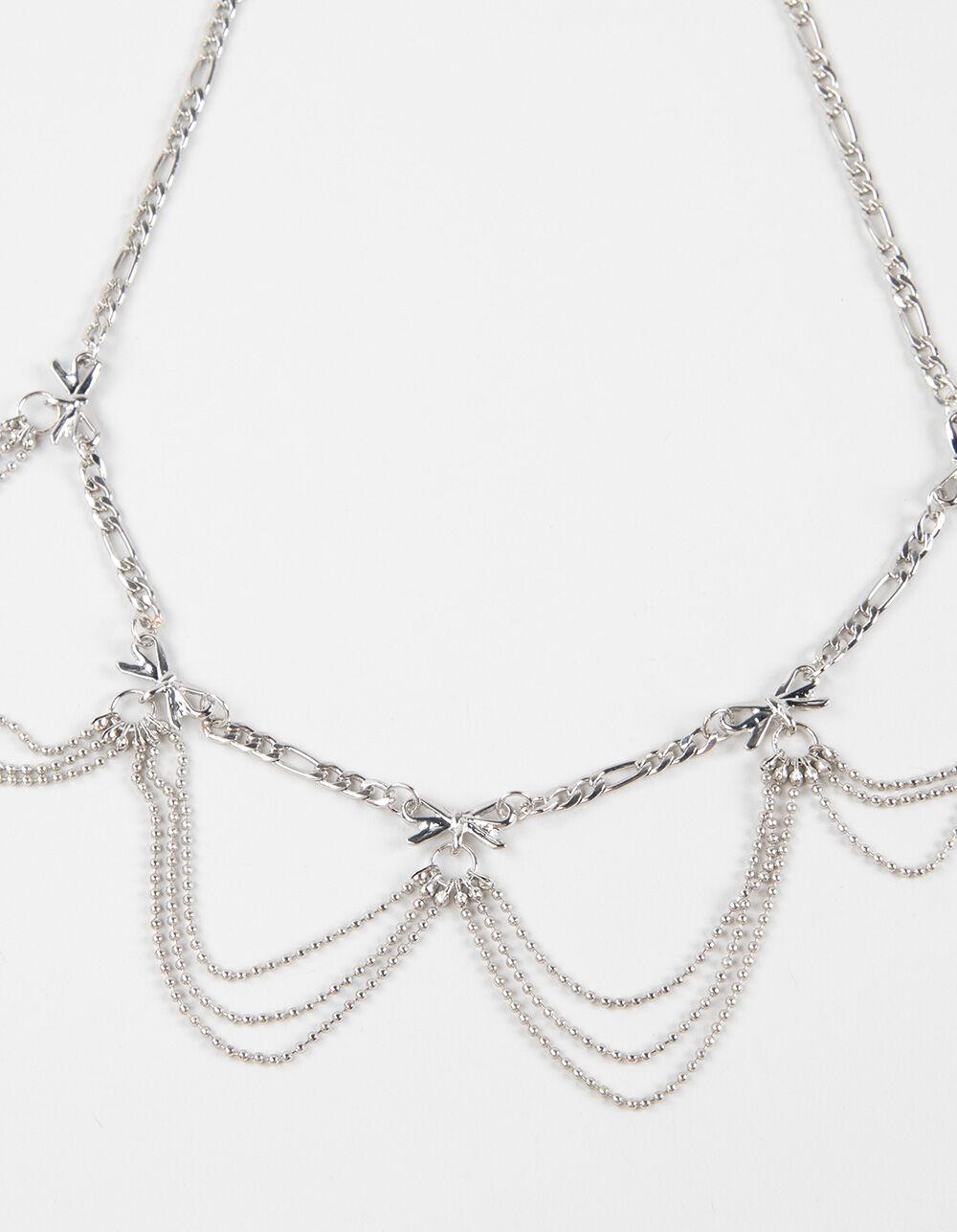 FULL TILT Bow Chain Necklace - SILVER Product Image