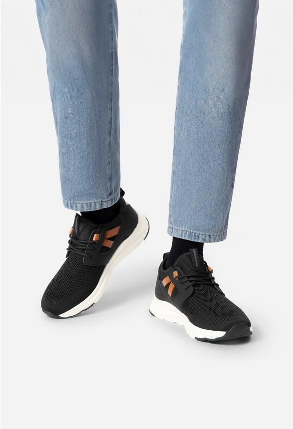 Men's Slip-On PU Leather Knit Sneakers Product Image